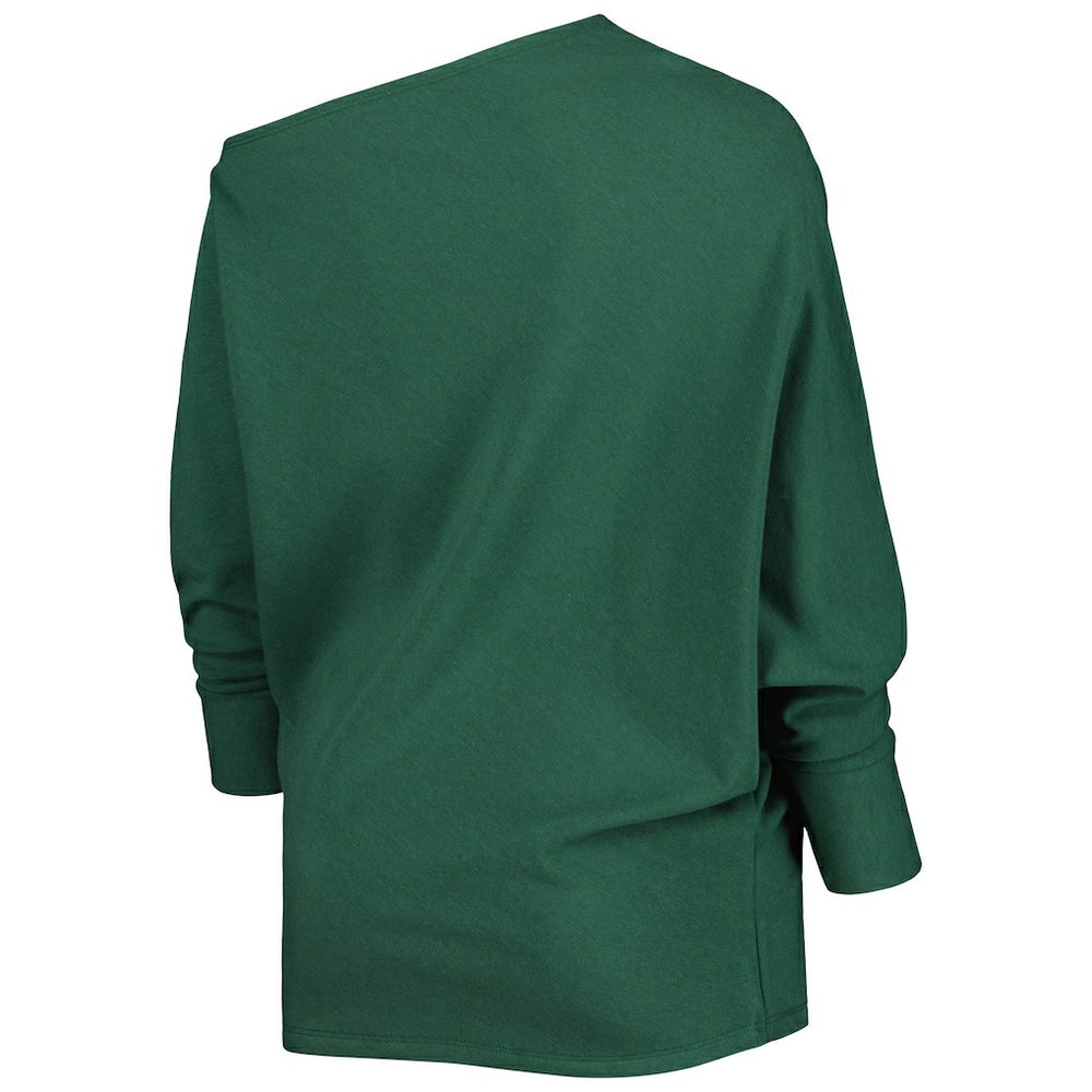 Green Bay Packers  KIYA TOMLIN Women's Twisted Tri-Blend Asymmetrical 3/4-Dolman Sleeve Sweatshirt