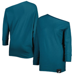 Philadelphia Eagles  KIYA TOMLIN Women's Twisted Tri-Blend Asymmetrical 3/4-Dolman Sleeve Sweatshirt