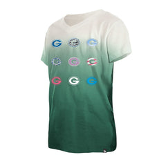 Green Bay Packers New Era Youth Multi Logo Ombre V-Neck T-Shirt