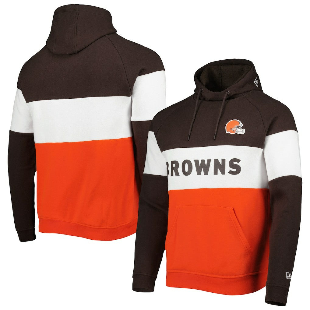 Cleveland Browns New Era Colorblock Current Pullover Hoodie
