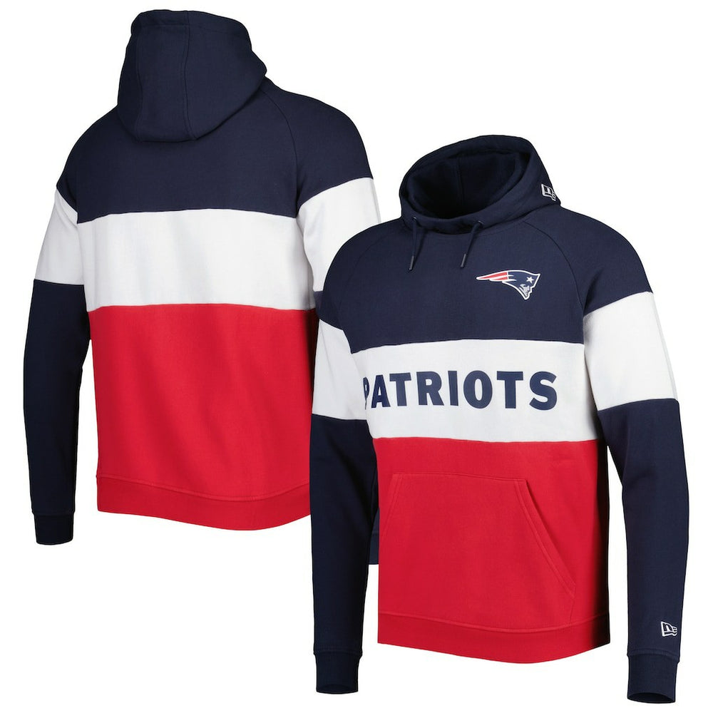 New England Patriots New Era Colorblock Current Pullover Hoodie