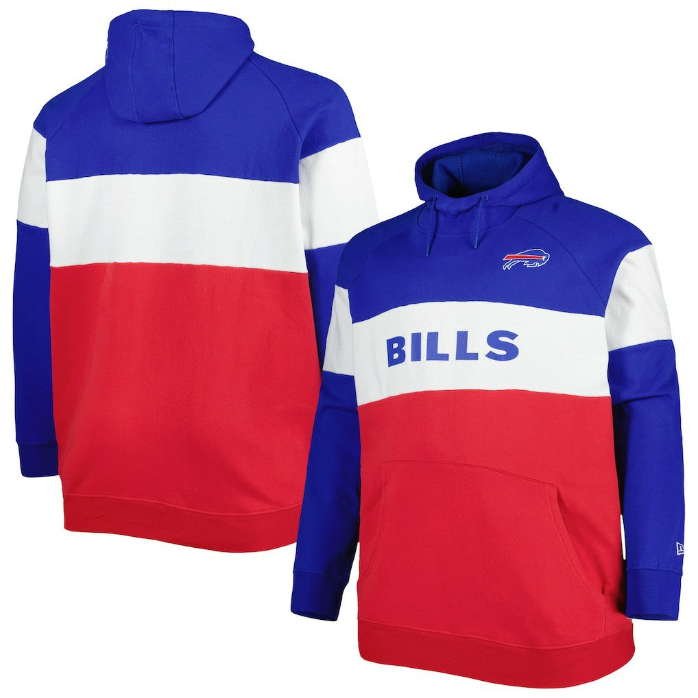 Buffalo Bills New Era Big & Tall Current Team Colorblock Fleece Raglan Pullover Hoodie