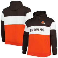 Cleveland Browns New Era Big & Tall Current Team Colorblock Fleece Raglan Pullover Hoodie