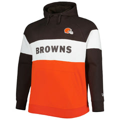 Cleveland Browns New Era Big & Tall Current Team Colorblock Fleece Raglan Pullover Hoodie