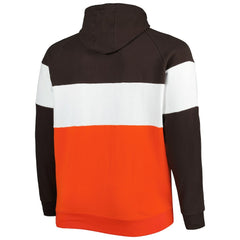 Cleveland Browns New Era Big & Tall Current Team Colorblock Fleece Raglan Pullover Hoodie