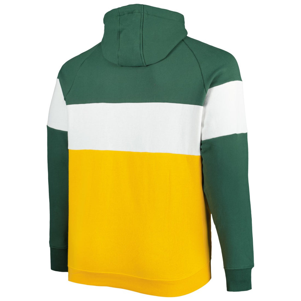 Green Bay Packers New Era Big & Tall Current Team Colorblock Fleece Raglan Pullover Hoodie