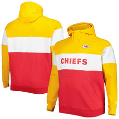 Kansas City Chiefs New Era Big & Tall Current Team Colorblock Fleece Raglan Pullover Hoodie