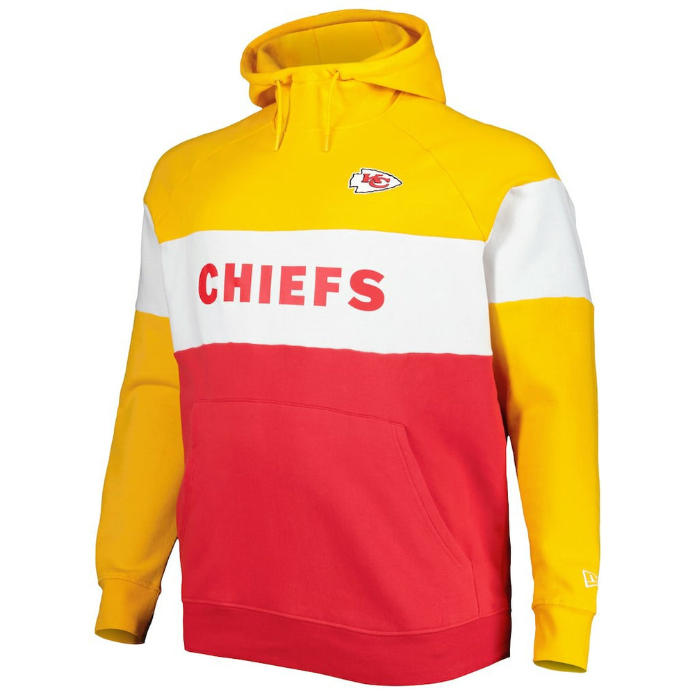 Kansas City Chiefs New Era Big & Tall Current Team Colorblock Fleece Raglan Pullover Hoodie