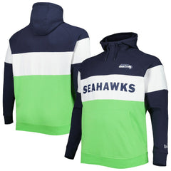 Seattle Seahawks New Era Big & Tall Current Team Colorblock Fleece Raglan Pullover Hoodie