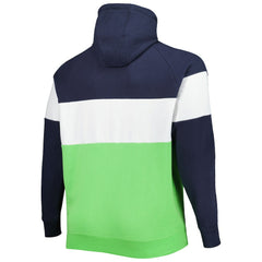 Seattle Seahawks New Era Big & Tall Current Team Colorblock Fleece Raglan Pullover Hoodie