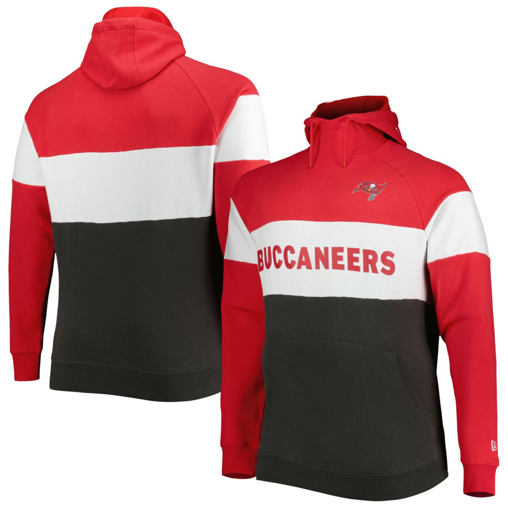 Tampa Bay Buccaneers New Era Big & Tall Current Colorblock Raglan Fleece Pullover Hoodie