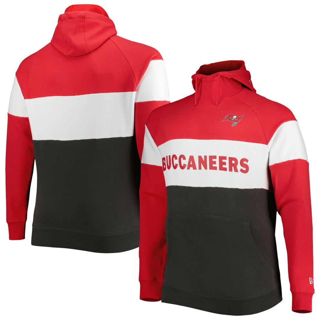 Tampa Bay Buccaneers New Era Big & Tall Current Colorblock Raglan Fleece Pullover Hoodie