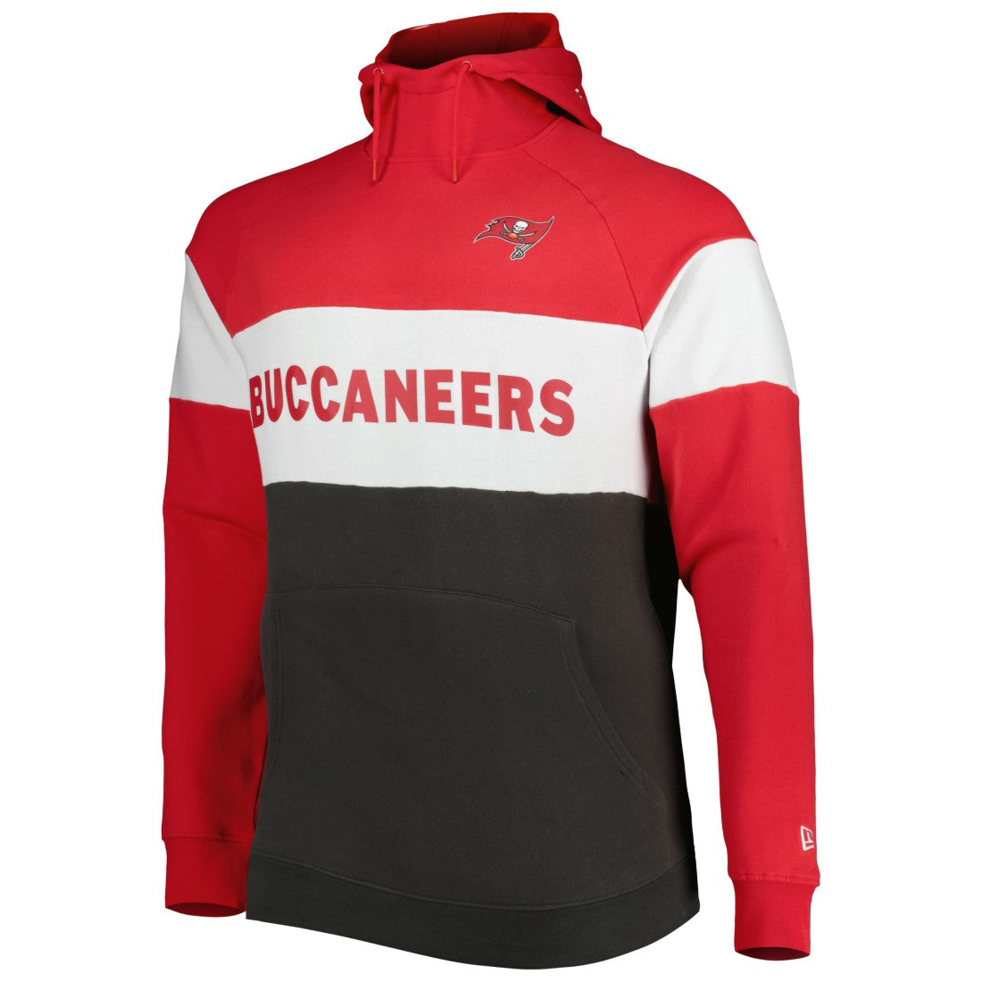 Tampa Bay Buccaneers New Era Big & Tall Current Colorblock Raglan Fleece Pullover Hoodie