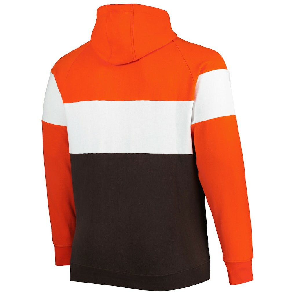 Cleveland Browns New Era Big & Tall Throwback Colorblock Fleece Raglan Pullover Hoodie