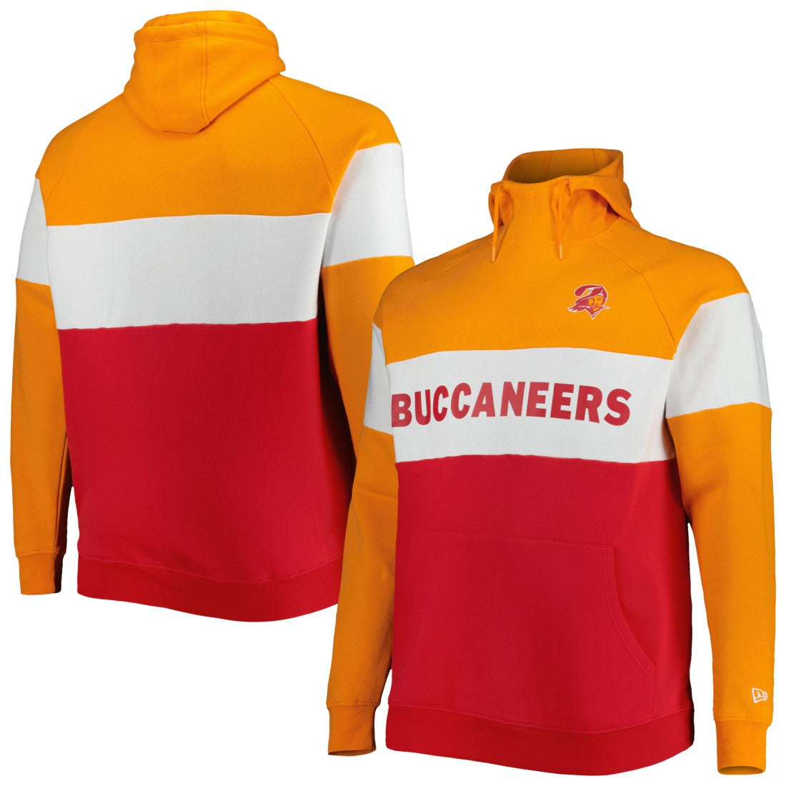 Tampa Bay Buccaneers New Era Big & Tall Throwback Colorblock Raglan Pullover Hoodie