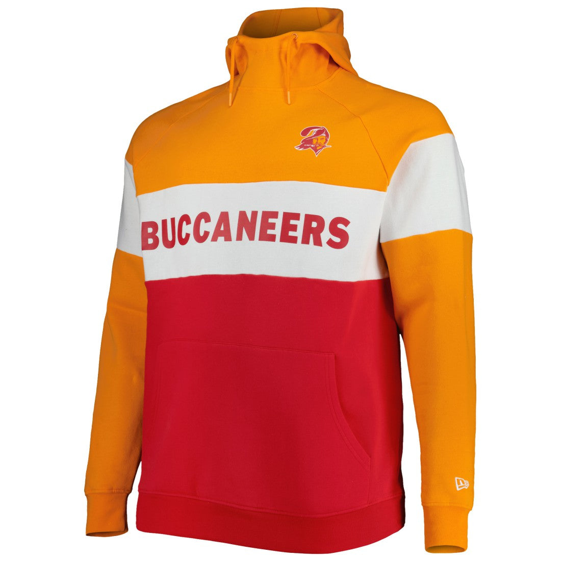 Tampa Bay Buccaneers New Era Big & Tall Throwback Colorblock Raglan Pullover Hoodie