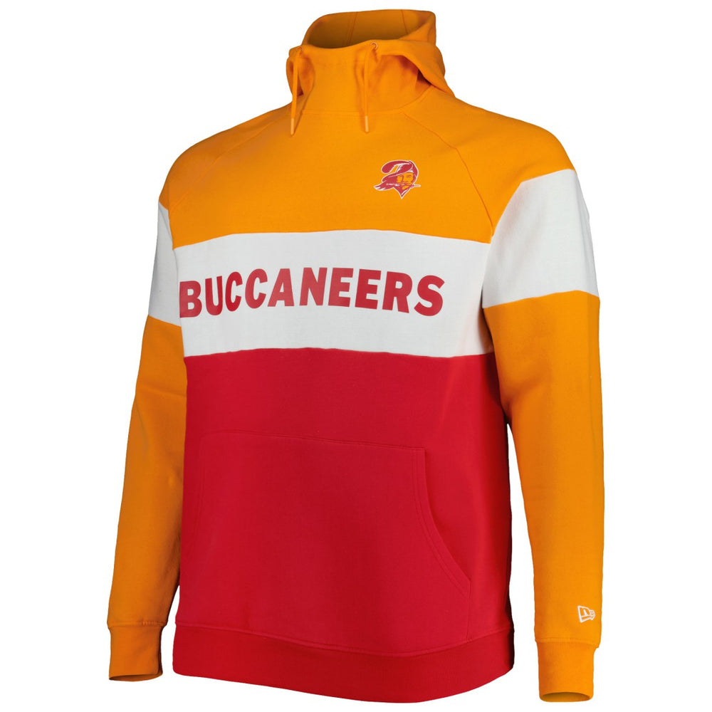 Tampa Bay Buccaneers New Era Big & Tall Throwback Colorblock Raglan Pullover Hoodie