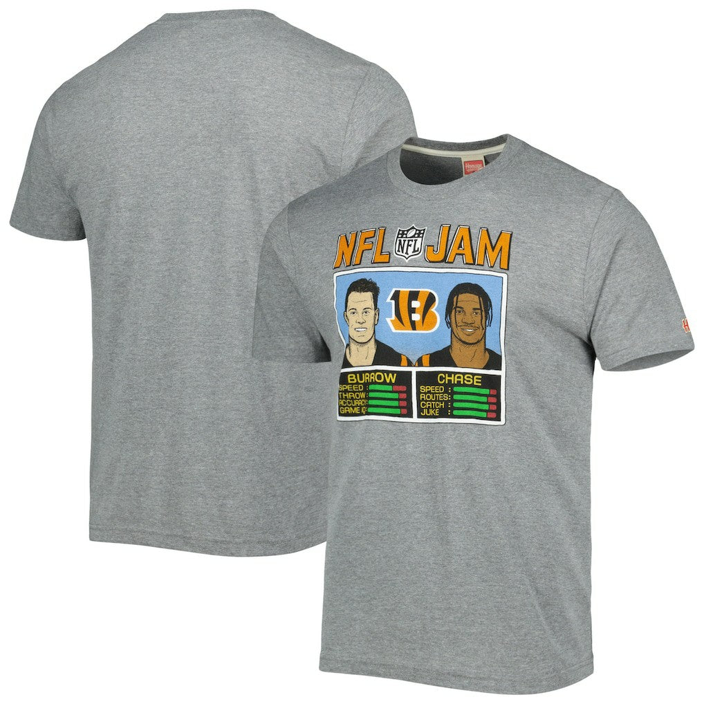 Cincinnati Bengals  Ja'Marr Chase & Joe Burrow  Homage Unisex NFL Jam Tri-Blend T-Shirt