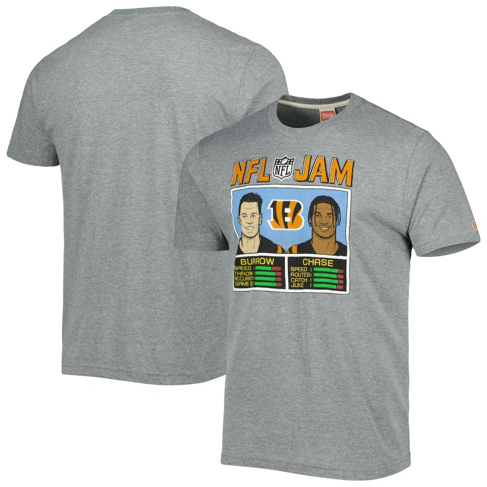 Cincinnati Bengals  Ja'Marr Chase & Joe Burrow  Homage Unisex NFL Jam Tri-Blend T-Shirt