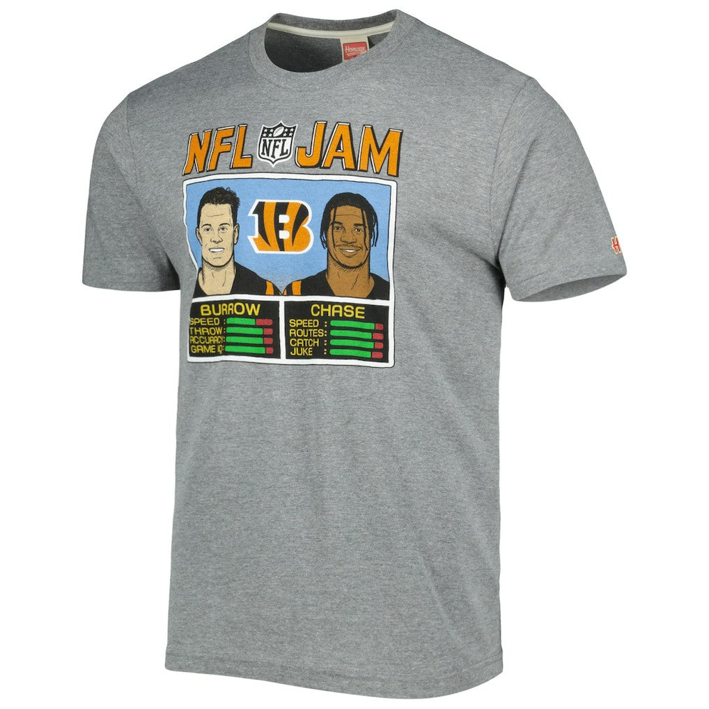 Cincinnati Bengals  Ja'Marr Chase & Joe Burrow  Homage Unisex NFL Jam Tri-Blend T-Shirt