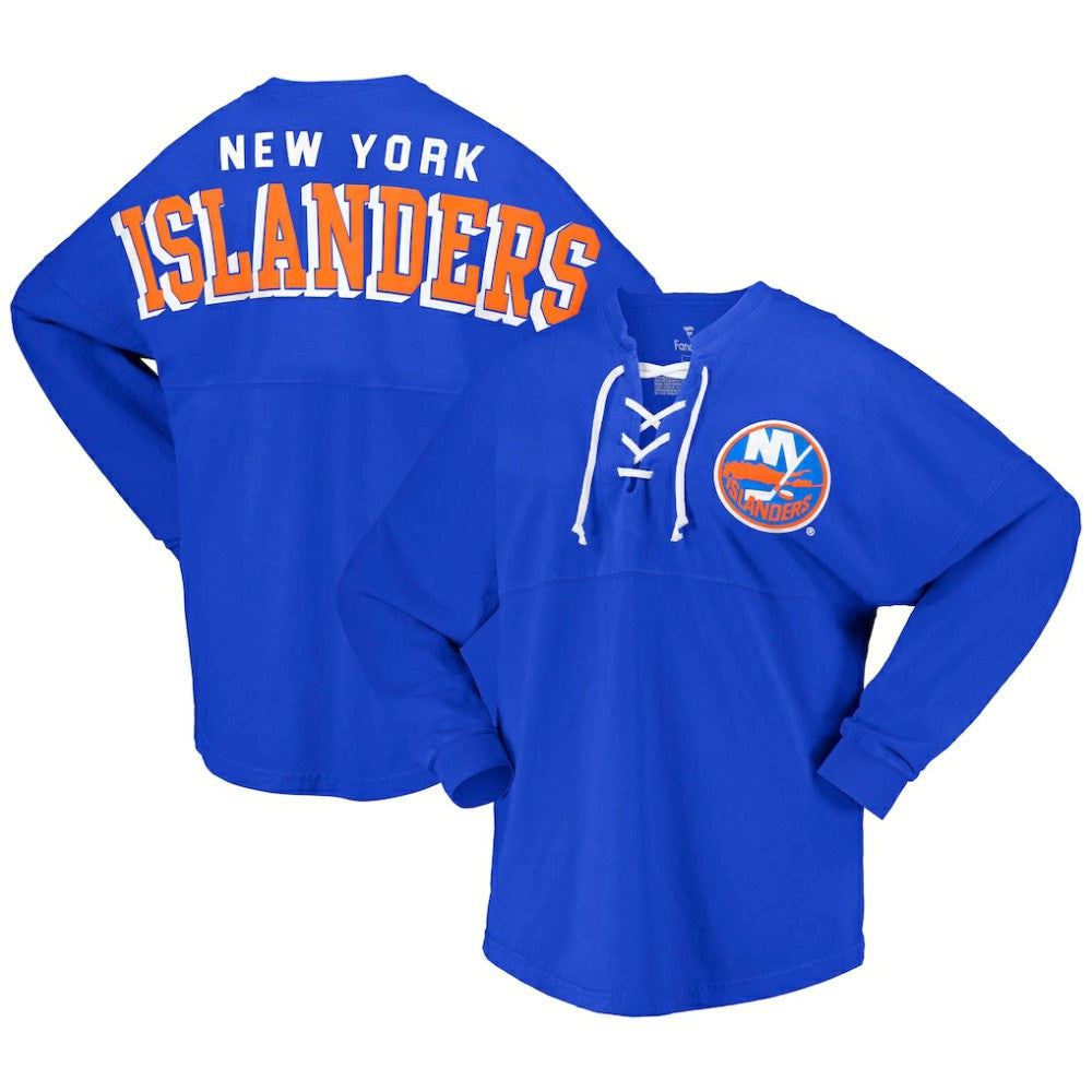 New York Islanders Fanatics Women's Spirit Lace-Up V-Neck Long Sleeve Jersey T-Shirt Online