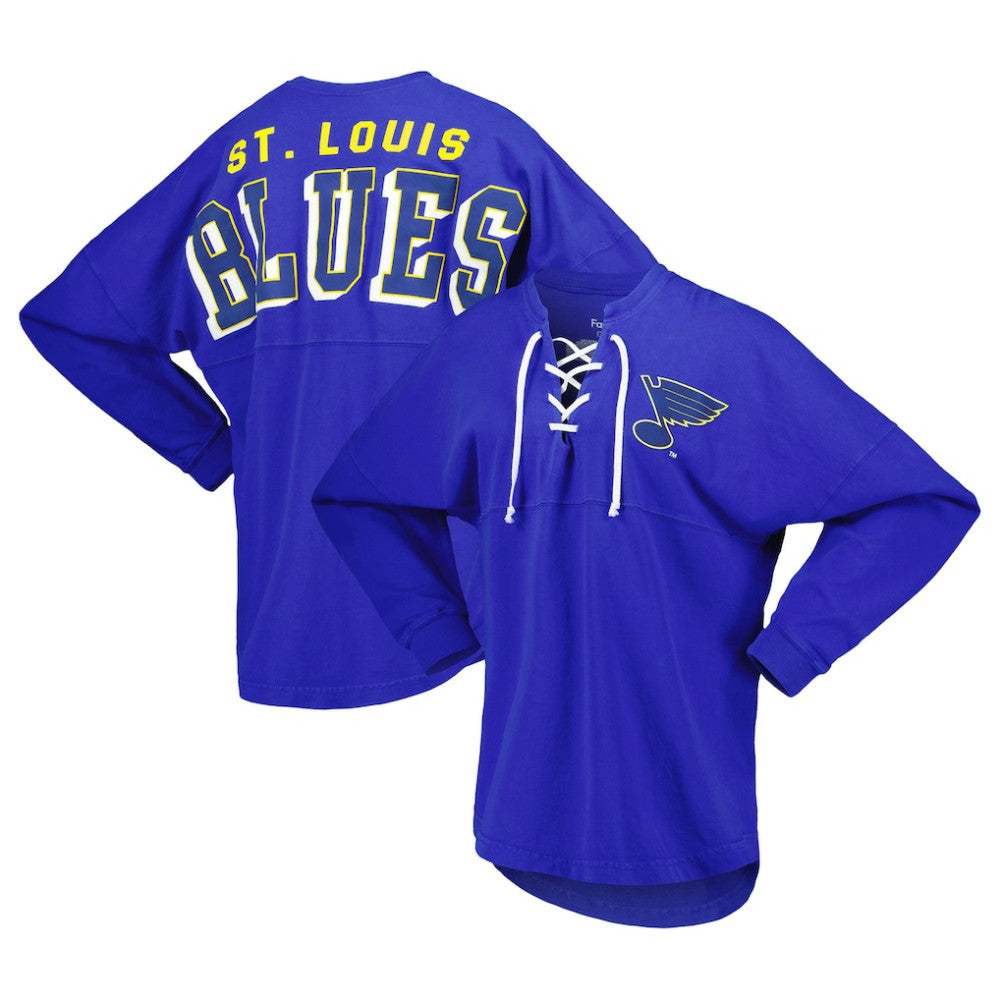 St. Louis Blues Fanatics Women's Spirit Lace-Up V-Neck Long Sleeve Jersey T-Shirt Discount