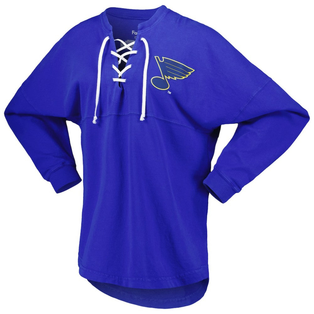 St. Louis Blues Fanatics Women's Spirit Lace-Up V-Neck Long Sleeve Jersey T-Shirt Discount