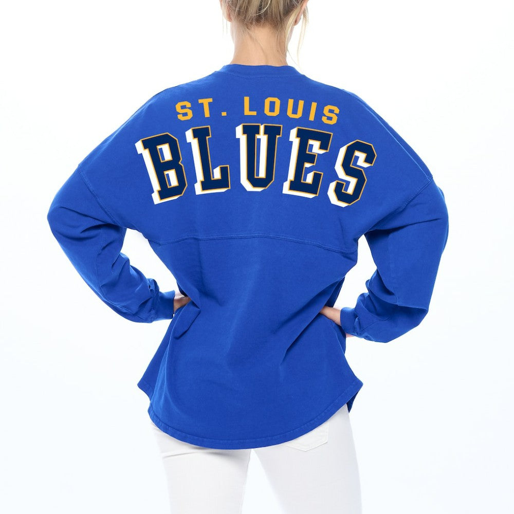 St. Louis Blues Fanatics Women's Spirit Lace-Up V-Neck Long Sleeve Jersey T-Shirt Discount