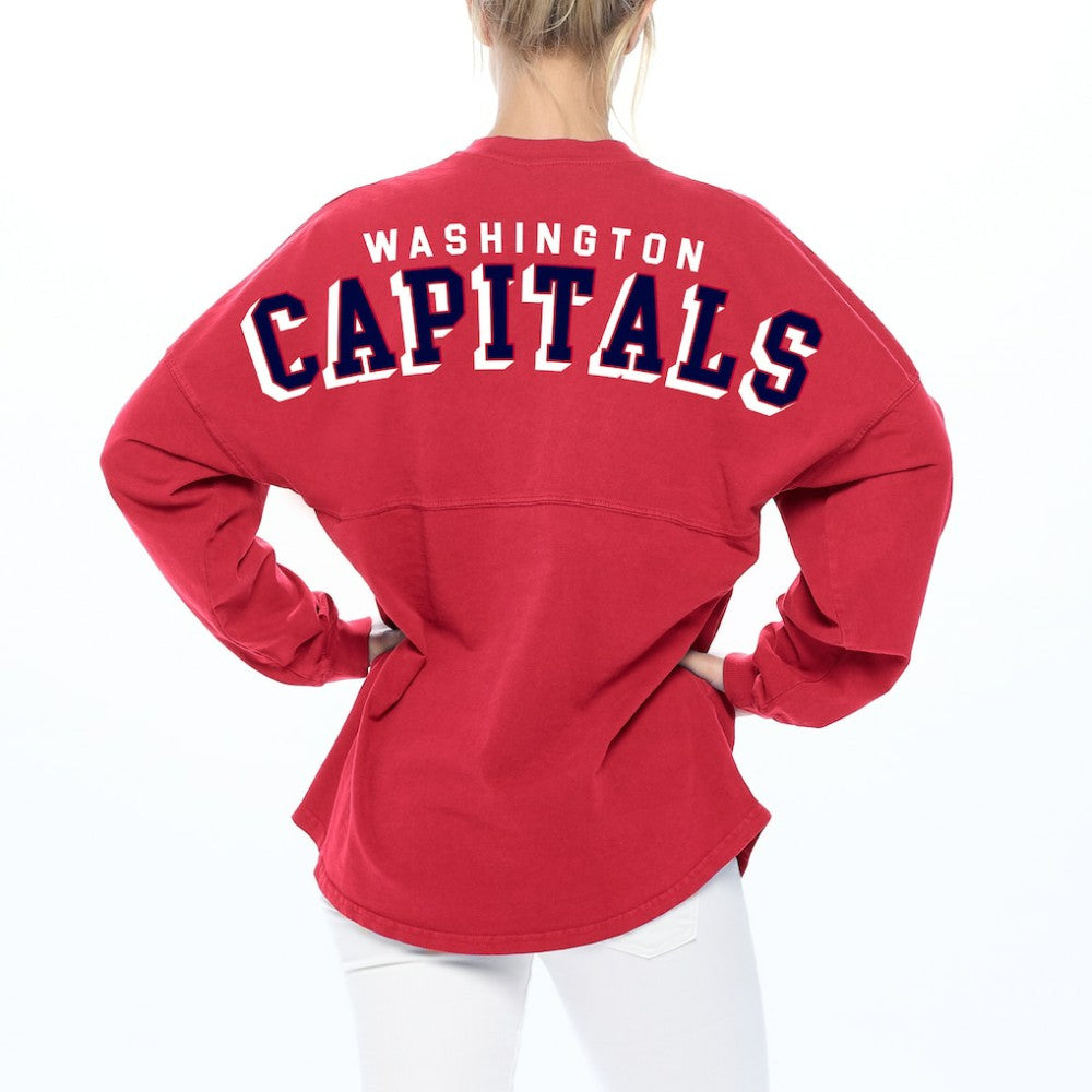 Washington Capitals Fanatics Women's Spirit Lace-Up V-Neck Long Sleeve Jersey T-Shirt Discount