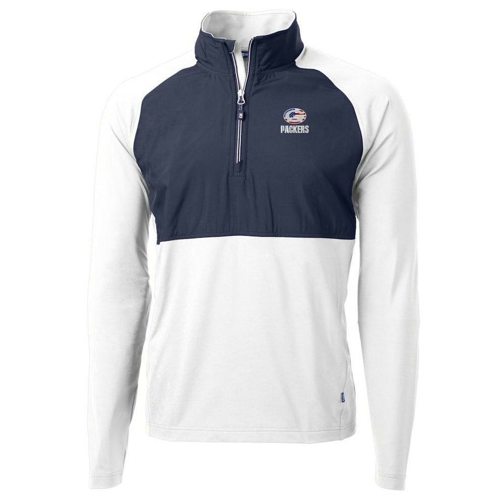 Green Bay Packers  Cutter & Buck Adapt Eco Knit Hybrid Recycled Quarter-Zip Pullover Top