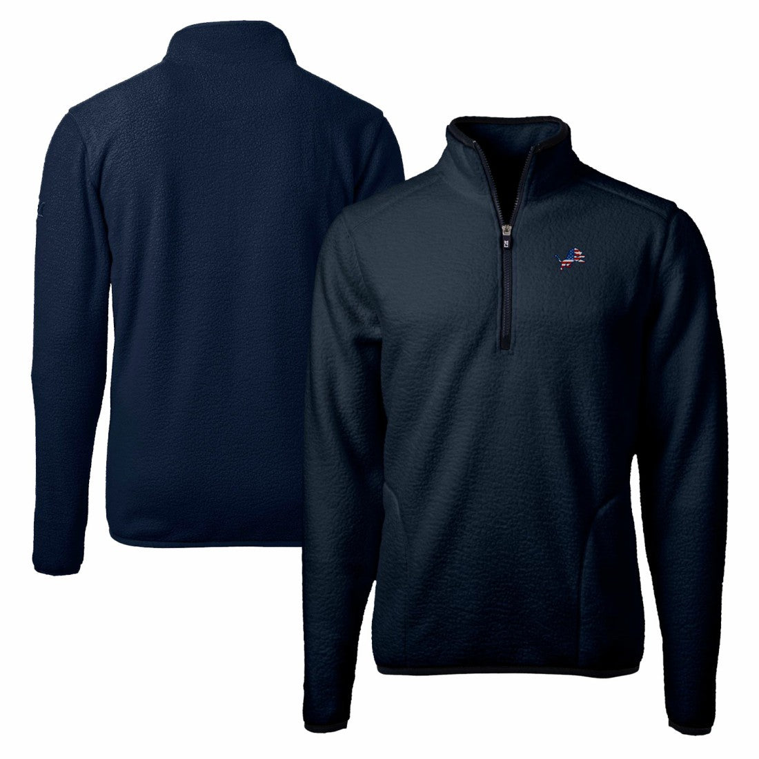 Detroit Lions  Cutter & Buck Big & Tall Cascade Eco Sherpa Fleece Quarter-Zip Pullover Jacket