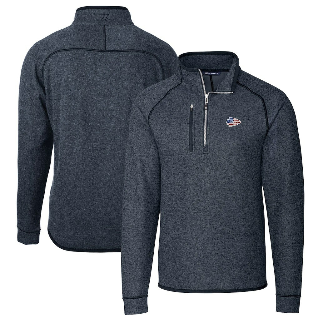 Kansas City Chiefs  Cutter & Buck Big & Tall Mainsail Sweater Knit Half-Zip Pullover Jacket