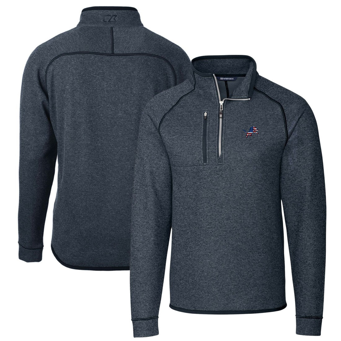 Detroit Lions  Cutter & Buck Big & Tall Mainsail Sweater Knit Half-Zip Pullover Jacket