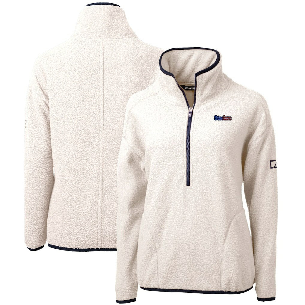 Pittsburgh Steelers  Cutter & Buck Women's Americana Cascade Eco Sherpa Fleece Half-Zip Pullover Jacket
