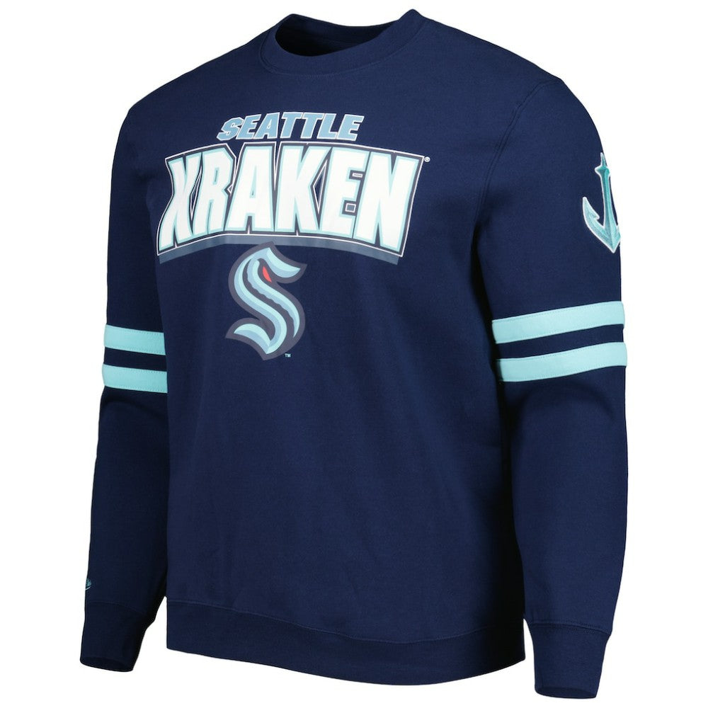 Seattle Kraken Mitchell & Ness Allover Logo Pullover Sweatshirt Discount