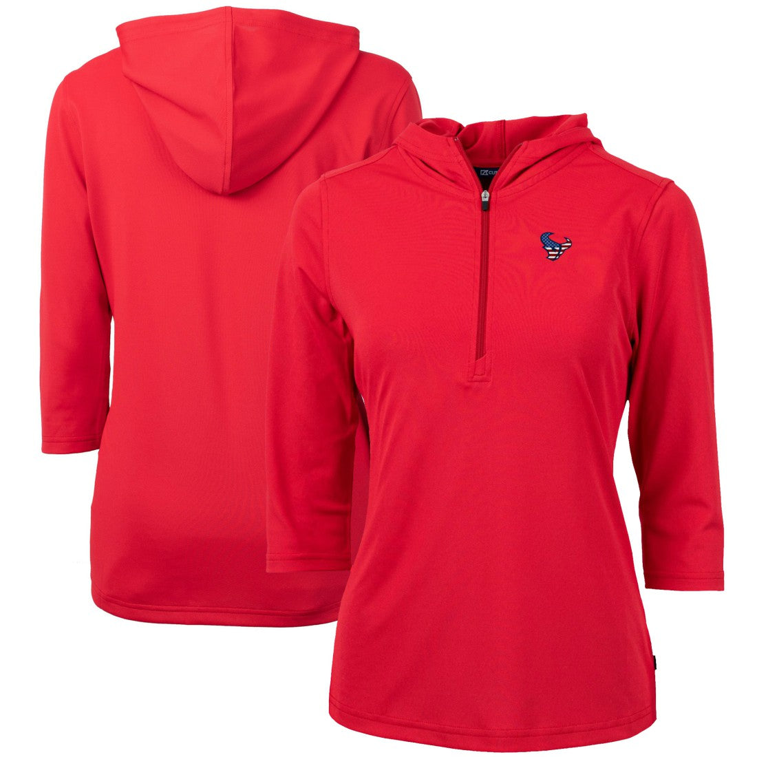 Houston Texans  Cutter & Buck Women's Virtue Eco Pique 3/4 Sleeve Half-Zip Pullover Hoodie