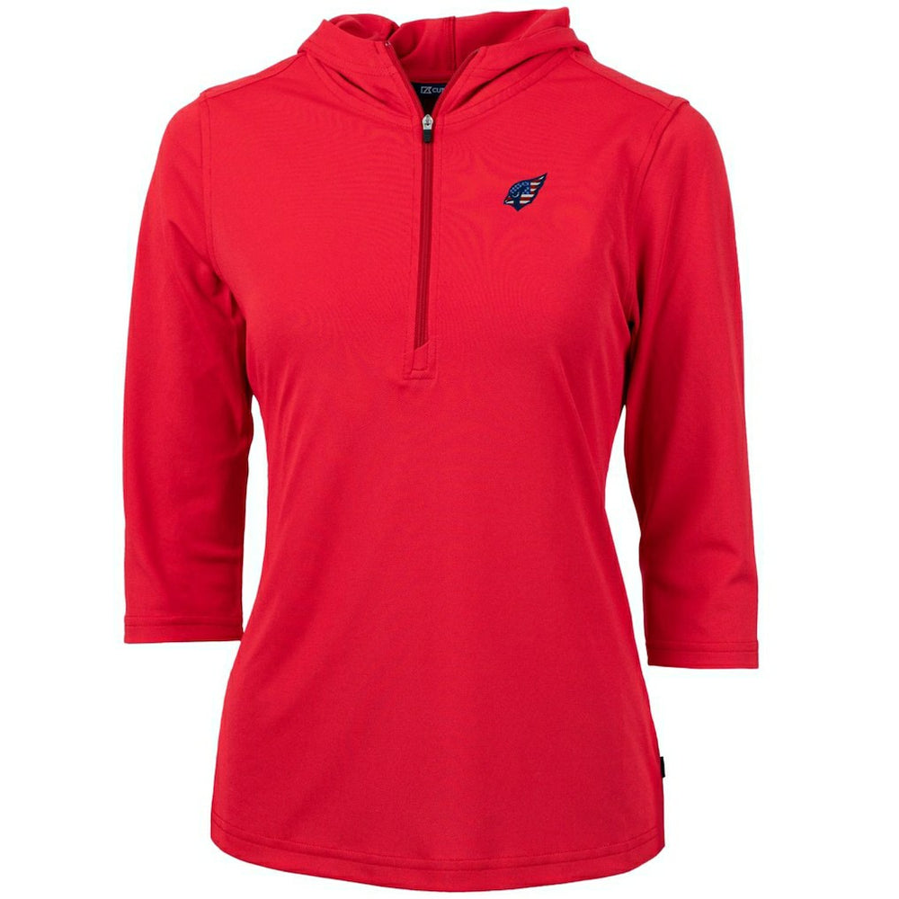 Arizona Cardinals  Cutter & Buck Women's Virtue Eco Pique 3/4 Sleeve Half-Zip Pullover Hoodie