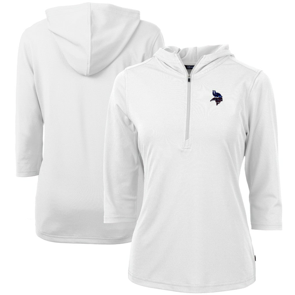 Minnesota Vikings  Cutter & Buck Women's Virtue Eco Pique 3/4 Sleeve Half-Zip Pullover Hoodie