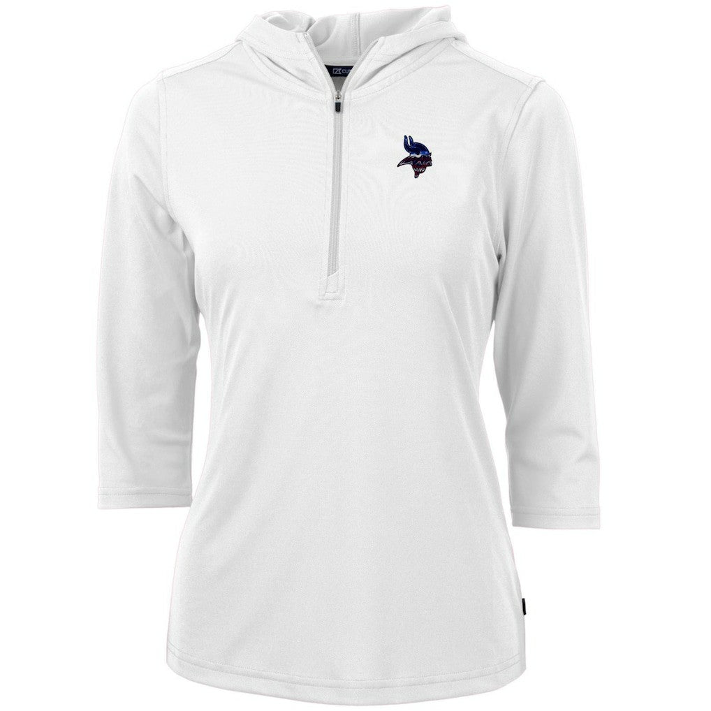 Minnesota Vikings  Cutter & Buck Women's Virtue Eco Pique 3/4 Sleeve Half-Zip Pullover Hoodie