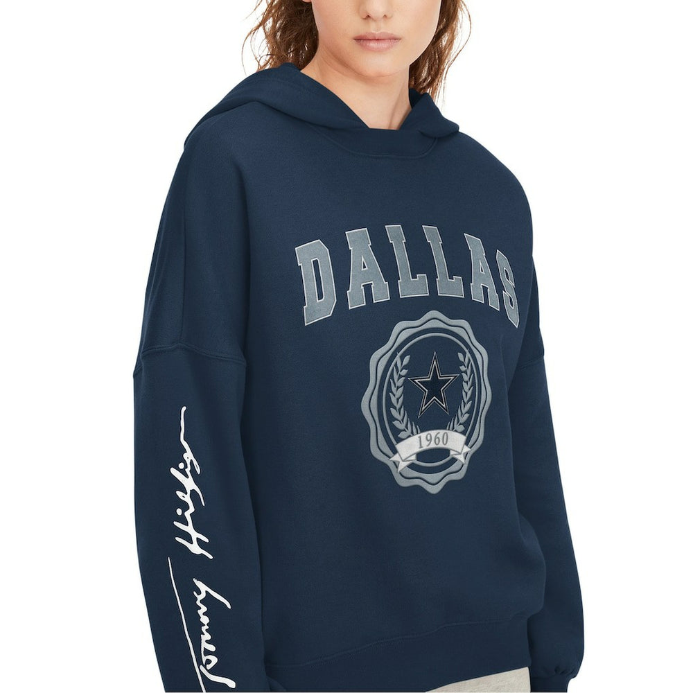 Dallas Cowboys  Tommy Hilfiger Women's Becca Dropped Shoulders Pullover Hoodie