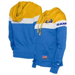 Los Angeles Rams New Era Women's Throwback Colorblock Full-Zip Hoodie
