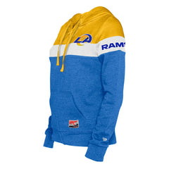 Los Angeles Rams New Era Women's Throwback Colorblock Full-Zip Hoodie