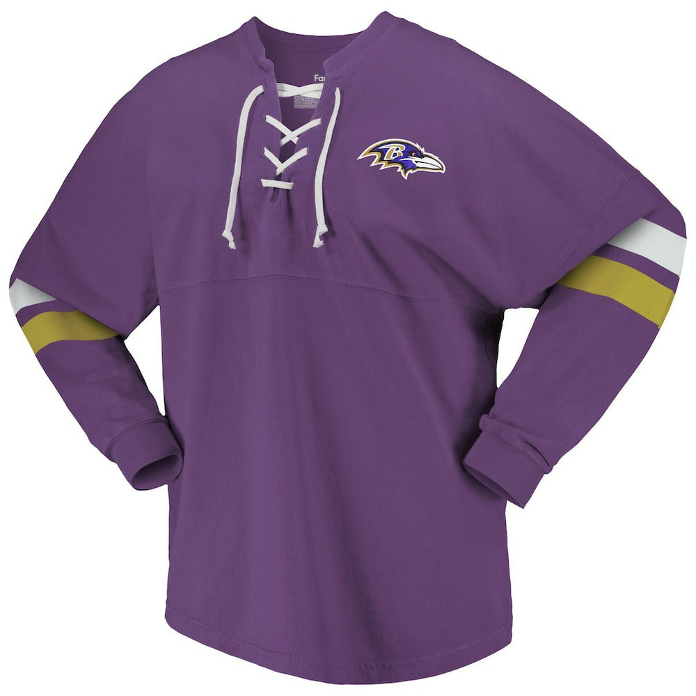 Baltimore Ravens Fanatics Women's Spirit Jersey Lace-Up V-Neck Long Sleeve T-Shirt