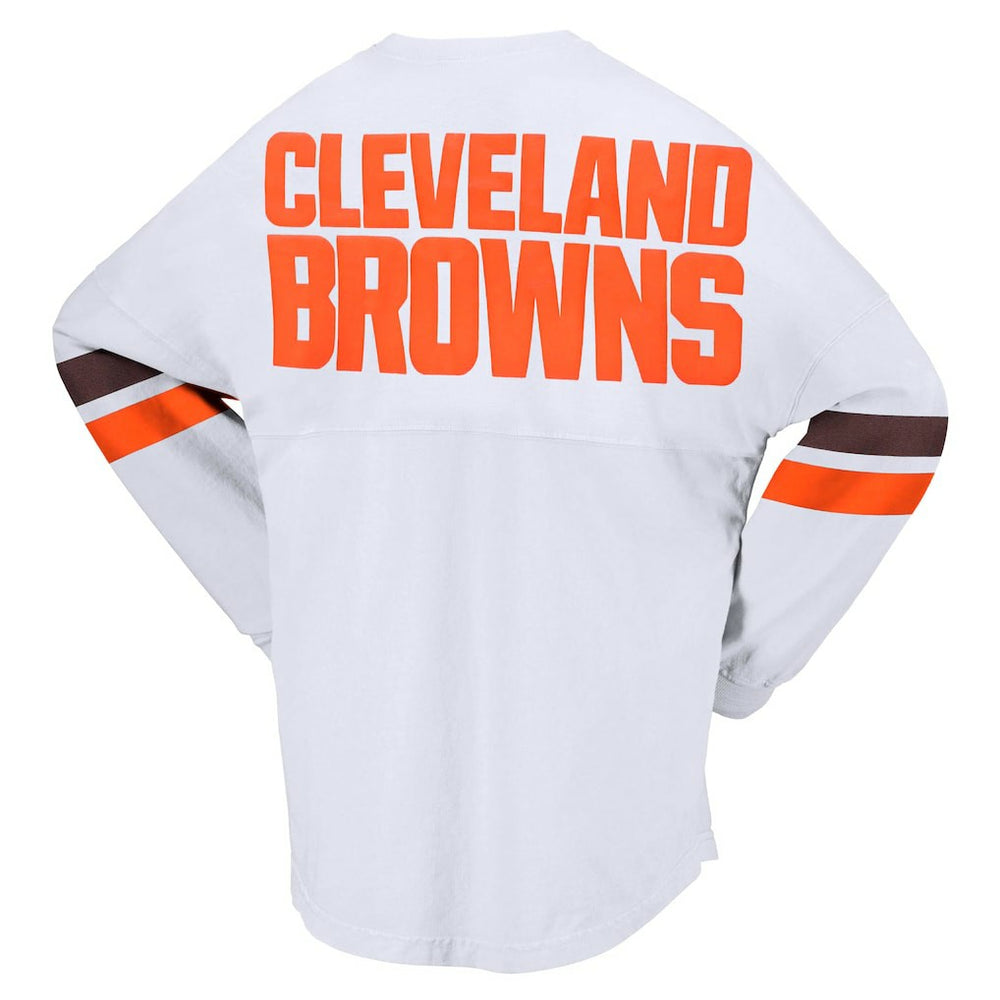 Cleveland Browns Fanatics Women's Spirit Jersey Lace-Up V-Neck Long Sleeve T-Shirt