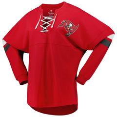 Tampa Bay Buccaneers Fanatics Women's Spirit Jersey Lace-Up V-Neck Long Sleeve T-Shirt