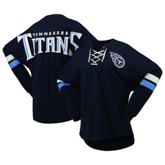 Tennessee Titans Fanatics Women's Spirit Jersey Lace-Up V-Neck Long Sleeve T-Shirt