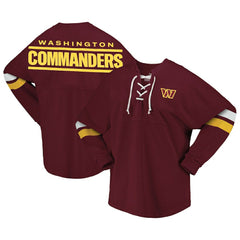 Washington Commanders Fanatics Women's Spirit Jersey Lace-Up V-Neck Long Sleeve T-Shirt