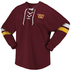 Washington Commanders Fanatics Women's Spirit Jersey Lace-Up V-Neck Long Sleeve T-Shirt