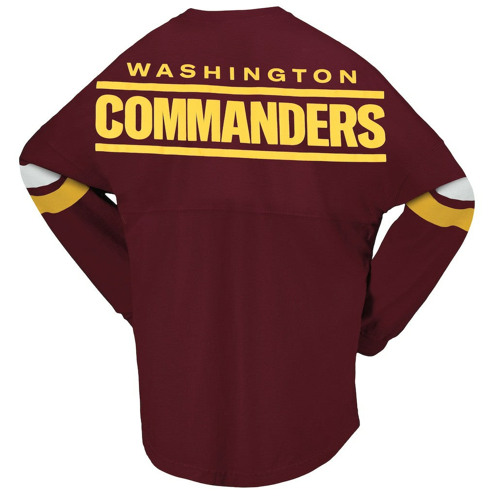 Washington Commanders Fanatics Women's Spirit Jersey Lace-Up V-Neck Long Sleeve T-Shirt