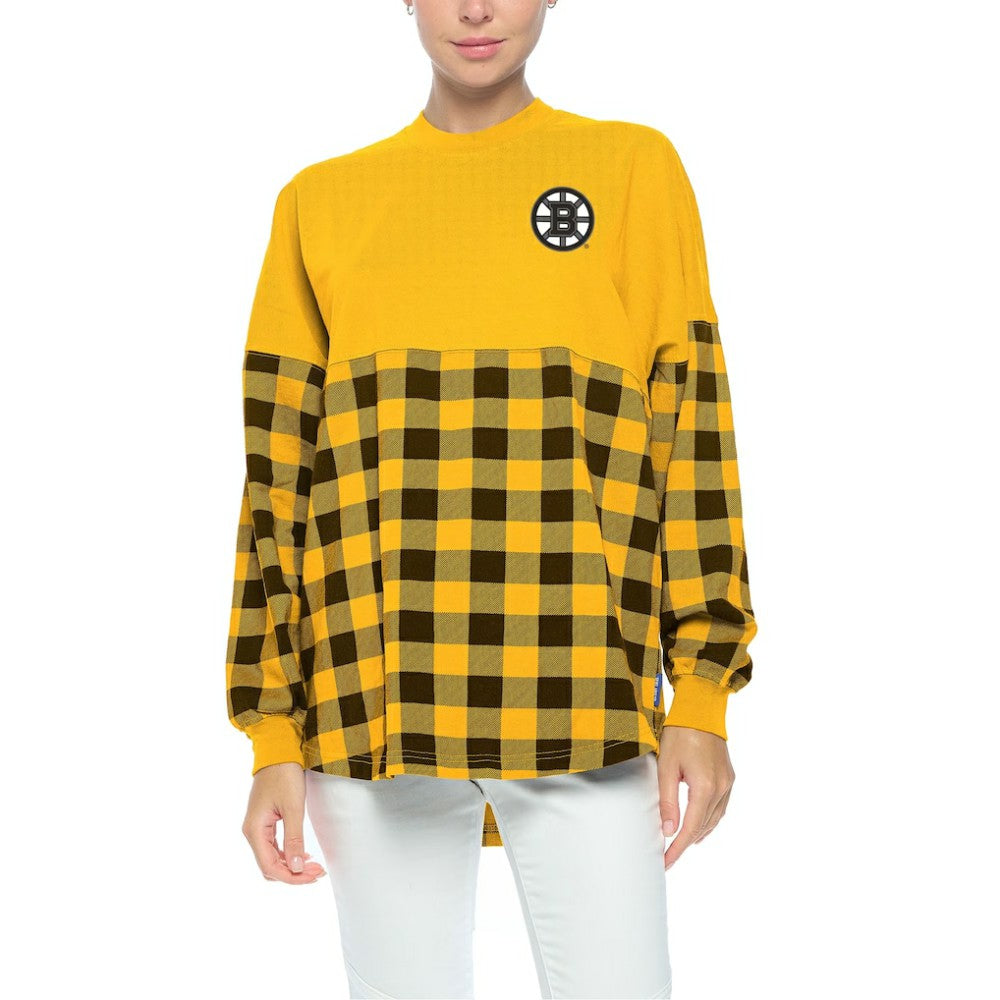 Boston Bruins Fanatics Women's Buffalo Check Long Sleeve T-Shirt Outlet